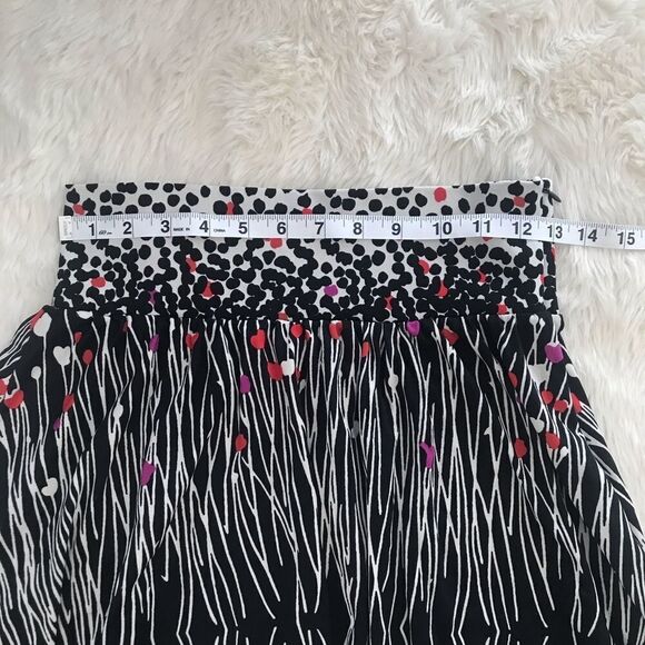 TIBI Abstract Print Full Skirt Jersey Knit Polka Dot Stripe Black Cream Short XS - Picture 9 of 11